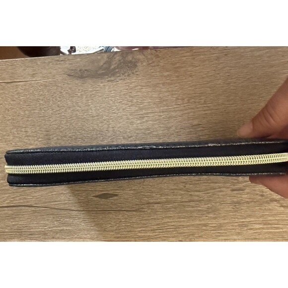 $65 Fossil Jayda Zip Clutch Wallet Grey Black Gunmetal Metallic - Picture 3 of 13